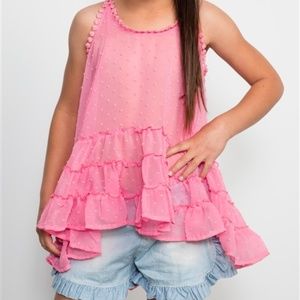 Coral Chiffon Spaghetti Top Layered Bottom